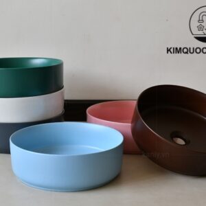 Chậu Lavabo Kanly SU529 Đặt Bàn Sứ Tròn Màu Xanh