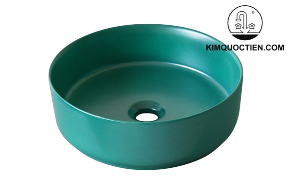 Chậu Lavabo Kanly SU529 Đặt Bàn Sứ Tròn Màu Xanh