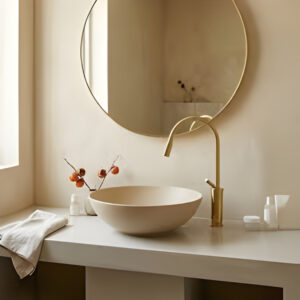 Chậu Lavabo Kanly SU531L Đặt Bàn Sứ Tròn Màu Be 400x140 mm