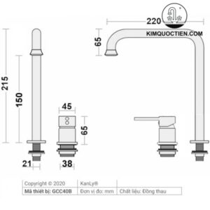 Vòi Lavabo Âm Bàn Kanly GCC40B Nóng Lạnh
