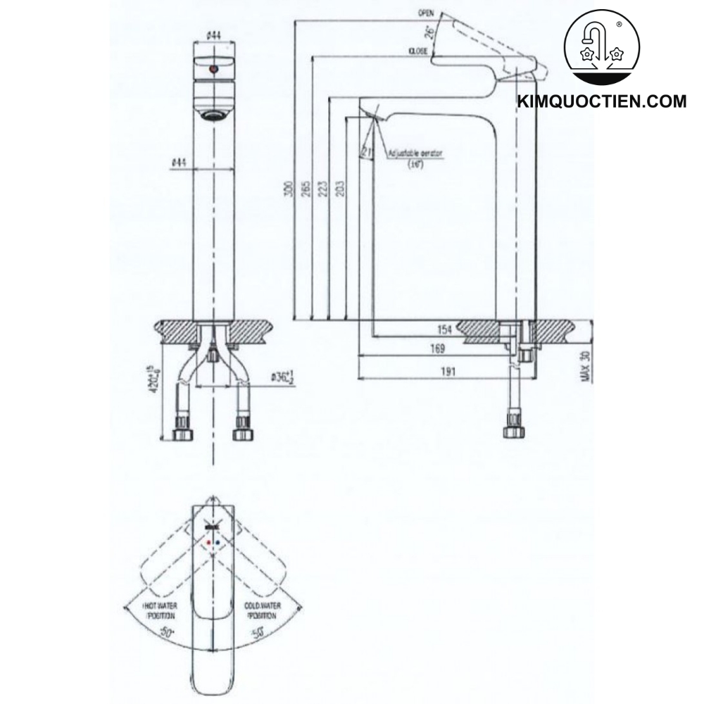Vòi chậu đặt bàn cổ cao INAX LFV-632SH nóng lạnh