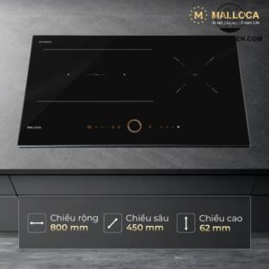 Bếp từ kết hợp hồng ngoại 3 vùng nấu 80 cm Malloca MIR9021ES