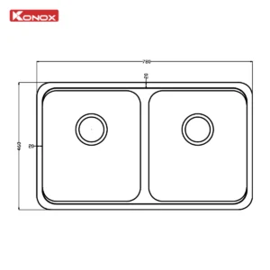 Chậu Rửa Bát Lắp Âm 2 Hố Cân R50 KONOX Tari 7846DU 780mm
