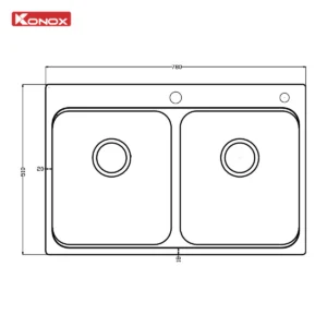 Chậu rửa bát 2 hố cân R50 Tari 7851TD