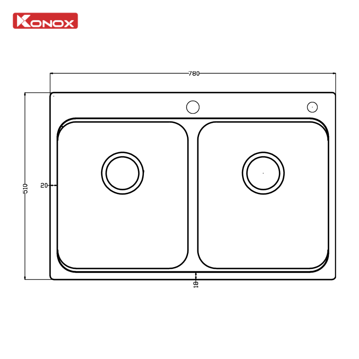 Chậu rửa bát 2 hố cân R50 Tari 7851TD