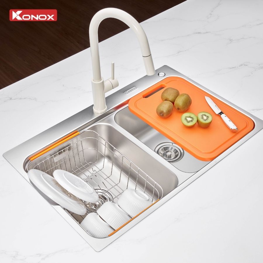 Chậu rửa bát 2 hố cân R50 Tari 7851TD