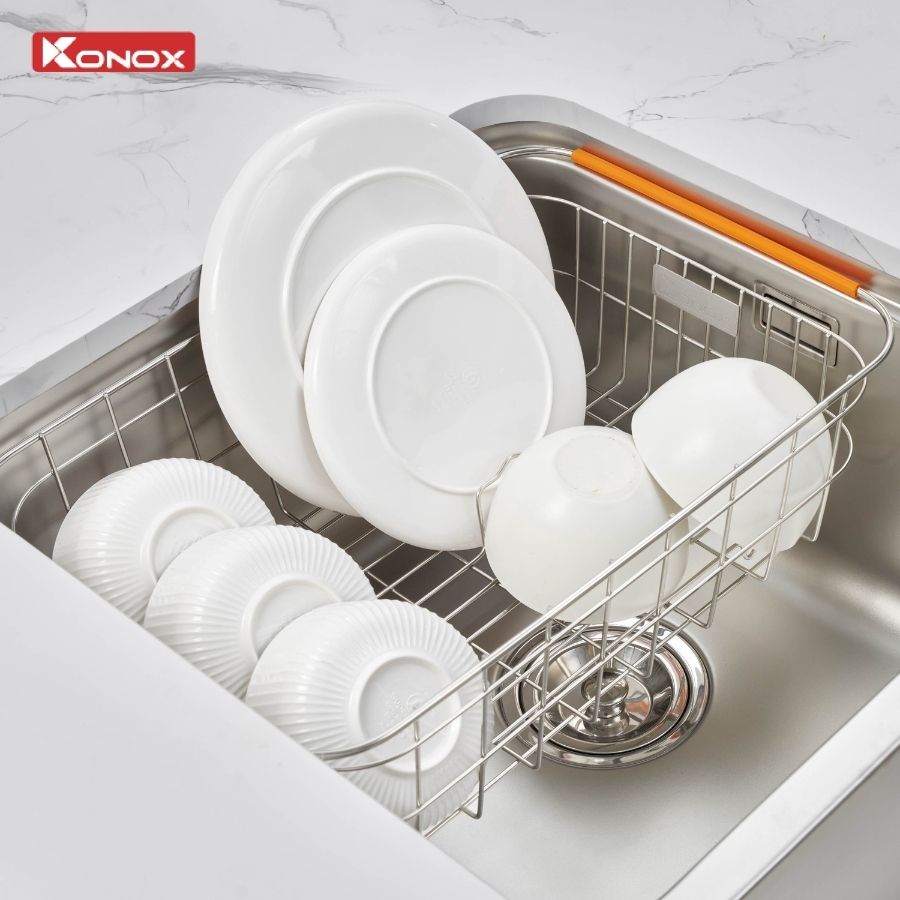 Chậu Rửa Bát Lắp Âm 2 Hố Lệch KONOX R50 Tari 8246DU 820mm