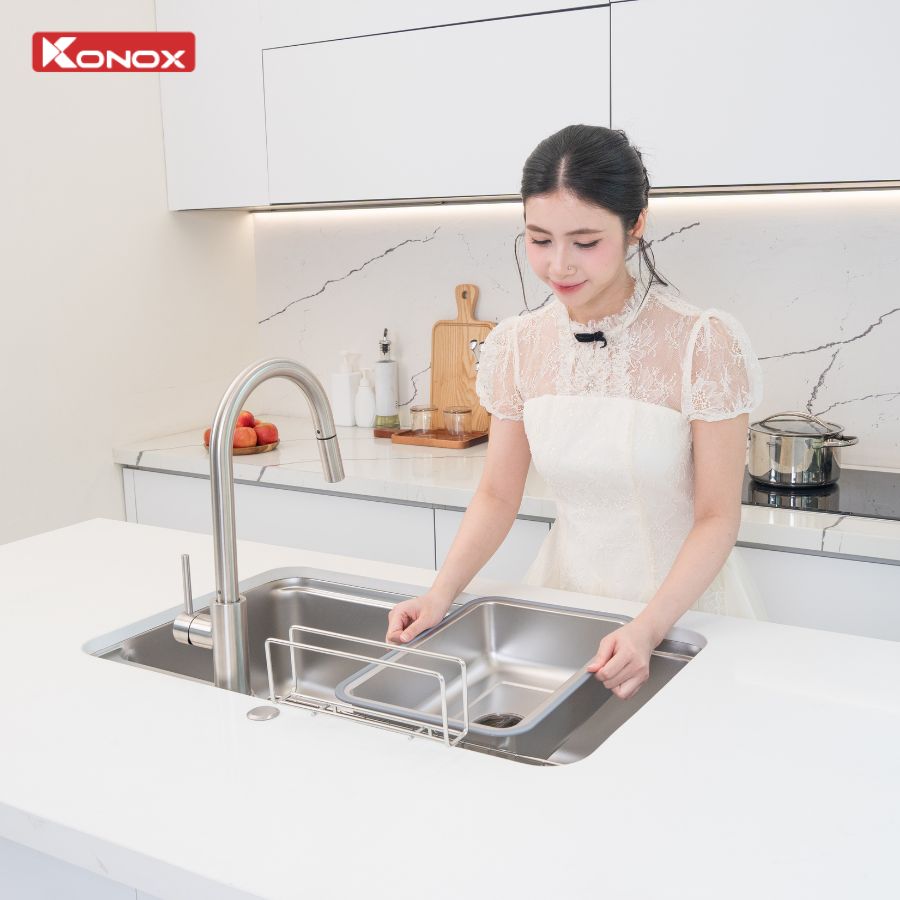 Chậu Rửa Bát Phong Cách Nhật Bề Mặt Mịn KONOX Tari 8050SM 800mm
