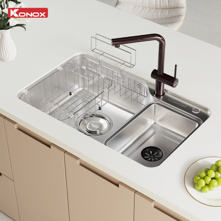 Chậu Rửa Bát Phong Cách Nhật Bề Mặt Mịn KONOX Tari 8050SM 800mm