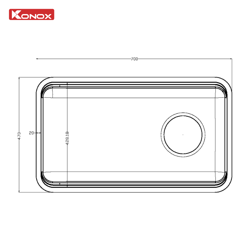 Chậu Rửa Bát Chống Xước KONOX Tari Smart 7047PP Inox SUS304 700mm