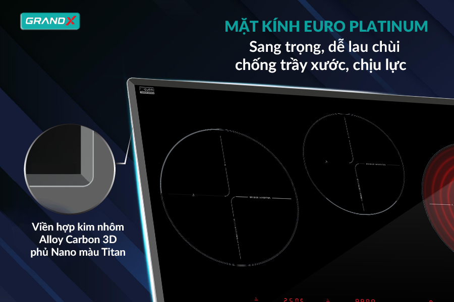 Bếp điện từ kết hợp GRANDX GX E738Lux 2 từ 1 hồng ngoại