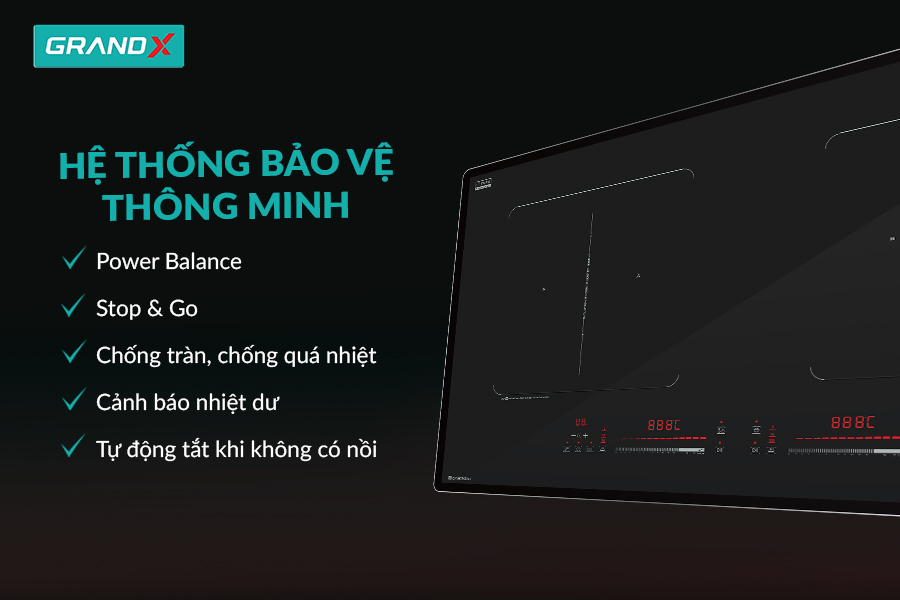 Bếp từ 2 vùng nấu GRANDX GX IH785Titan kính chống xước