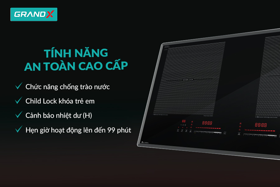 Bếp từ 2 vùng nấu GRANDX GX IH868XPro