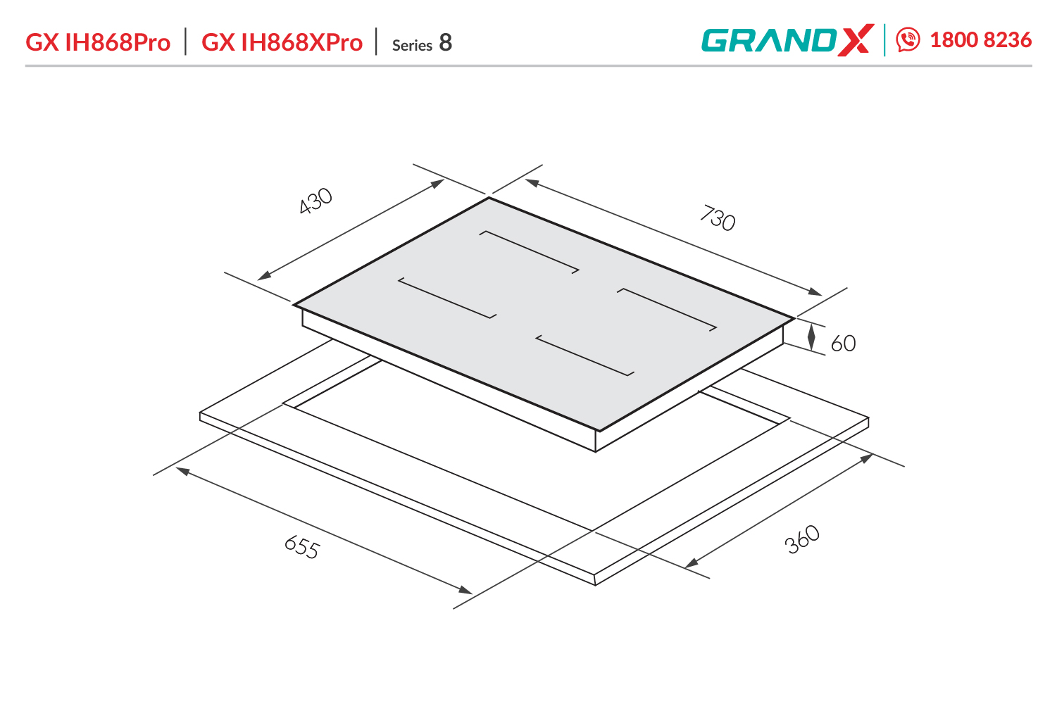 Bếp từ 2 vùng nấu GRANDX GX IH868XPro