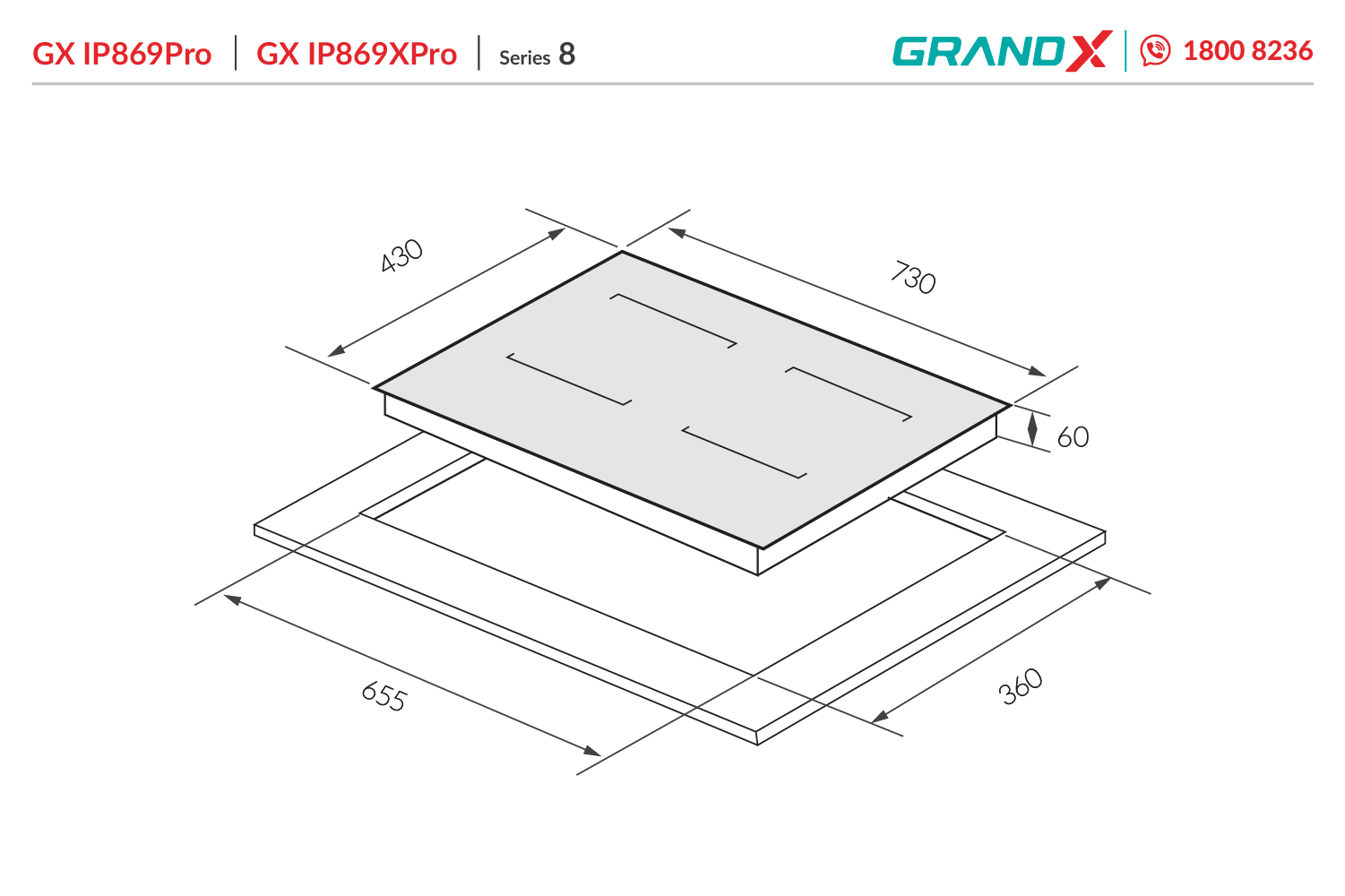 Bếp từ 2 vùng nấu GRANDX GX IP869XPro
