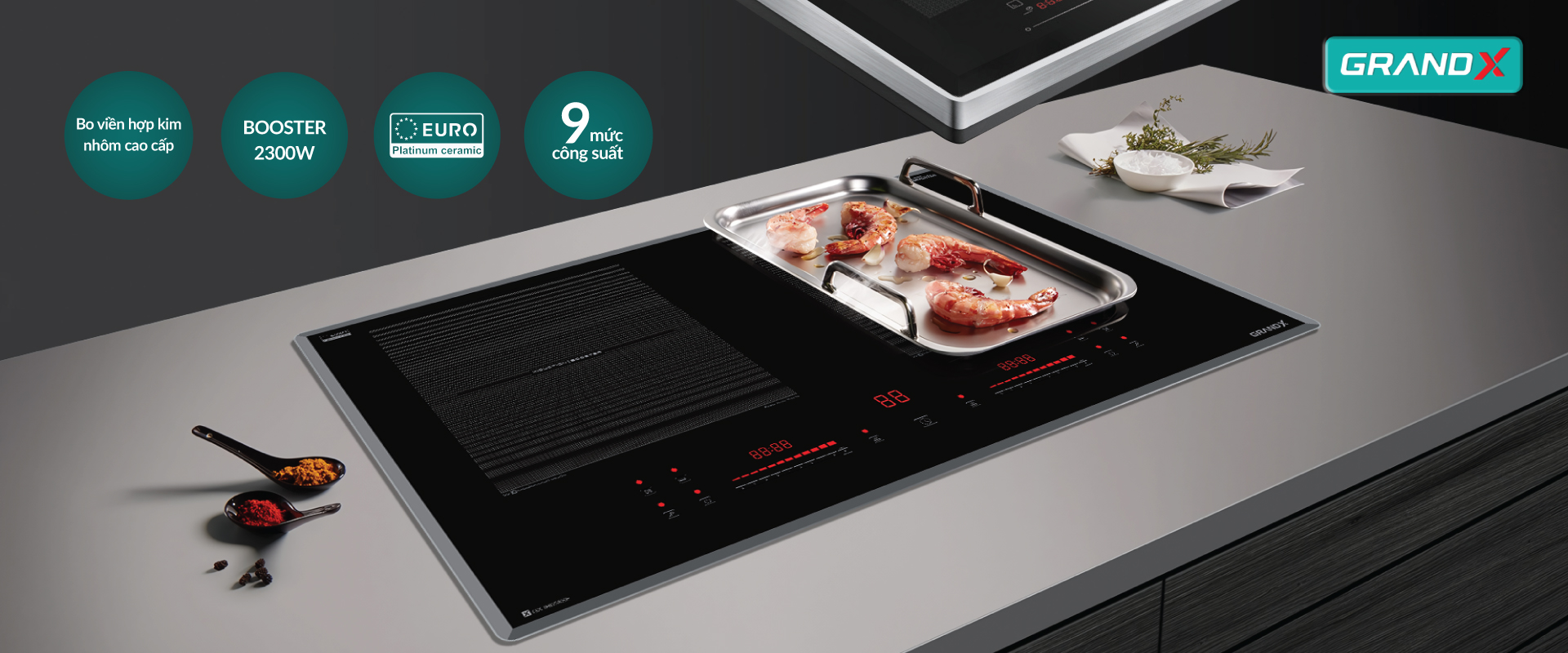Bếp từ 2 vùng nấu GRANDX GXIH 658SE