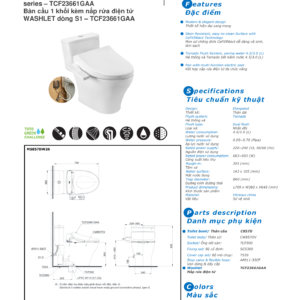 Bản vẽ kỹ thuật Bồn cầu nắp điện tử TOTO MS857DW26#XW 1 khối nắp rửa điện tử WASHLET TCF23661GAA dòng S1