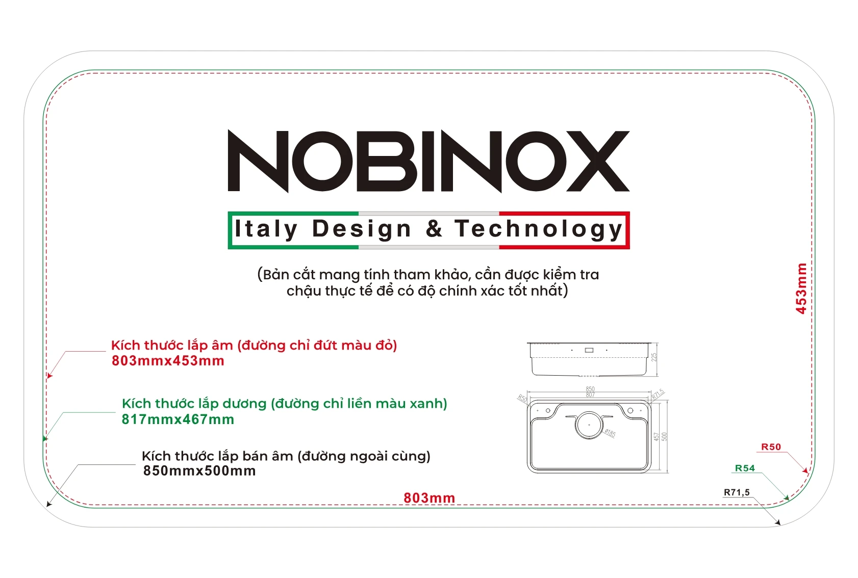 CHẬU RỬA BÁT 1 HỐ NOBINOX ARVO B085