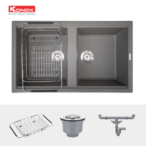 Chậu Rửa Bát Đá KONOX Phoenix Smart 860 Grey 2 Hố 860mm