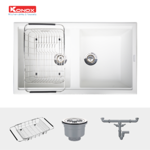 Chậu rửa bát Granite Sink Phoenix Smart 860-White Silver