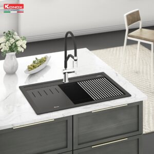Chậu Rửa Bát Đá Granite Sink KONOX Terra 860S Black