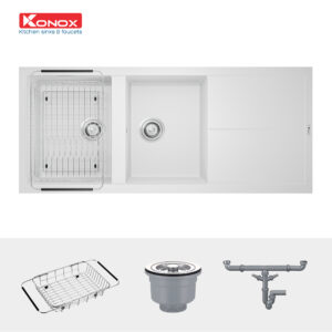 Chậu rửa bát Granite Sink Livello Smart 1160-White Silver