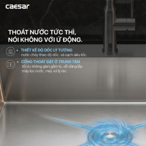 Chậu Rửa Chén Inox Caesar KSH01H060SX 1 Hộc 600x450mm Lắp Nổi