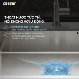 Chậu Rửa Chén Inox Caesar KSH01H082SE 1 Hộc 820x450mm Lắp Nổi