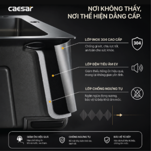 Chậu Rửa Chén Inox Caesar KSH01H082SE 1 Hộc 820x450mm Lắp Nổi