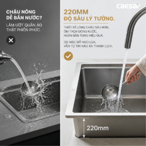 Chậu Rửa Chén Inox Caesar KSH02H082SX 2 Hộc 820x450mm Lắp Nổi