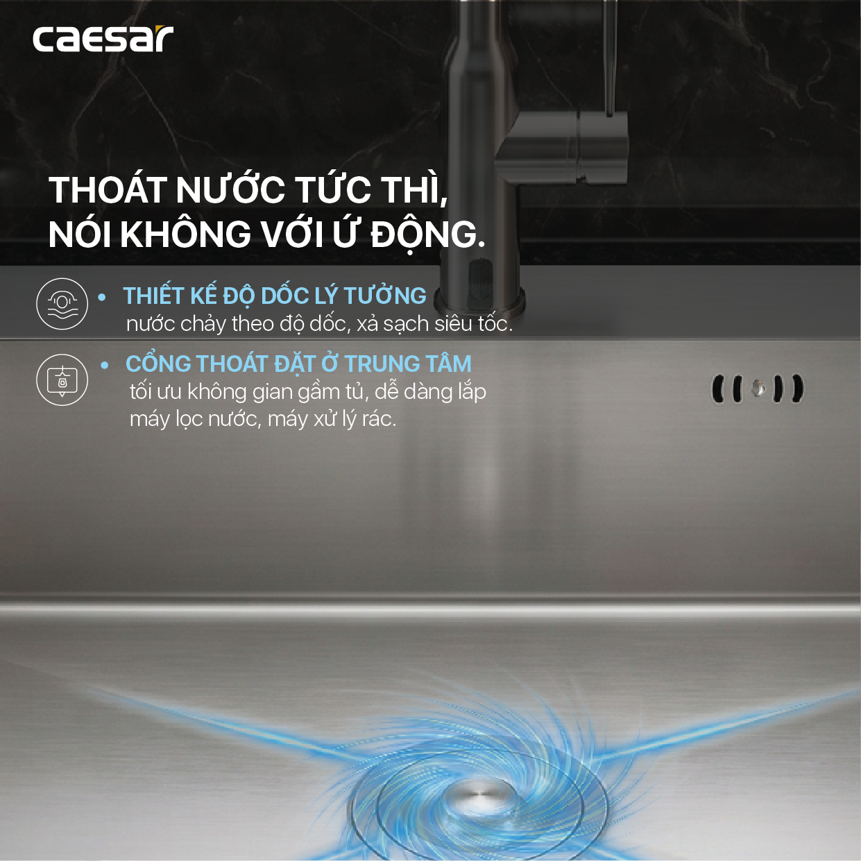 Chậu Rửa Chén Inox Caesar KSH02H082SX 2 Hộc 820x450mm Lắp Nổi