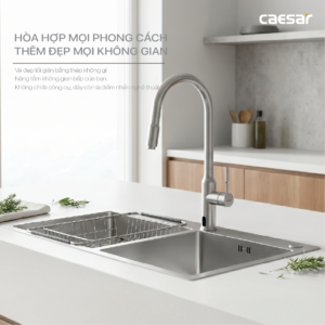 Chậu Rửa Chén Inox Caesar KSH02H100SX 2 Hộc 1000x500mm Lắp Nổi