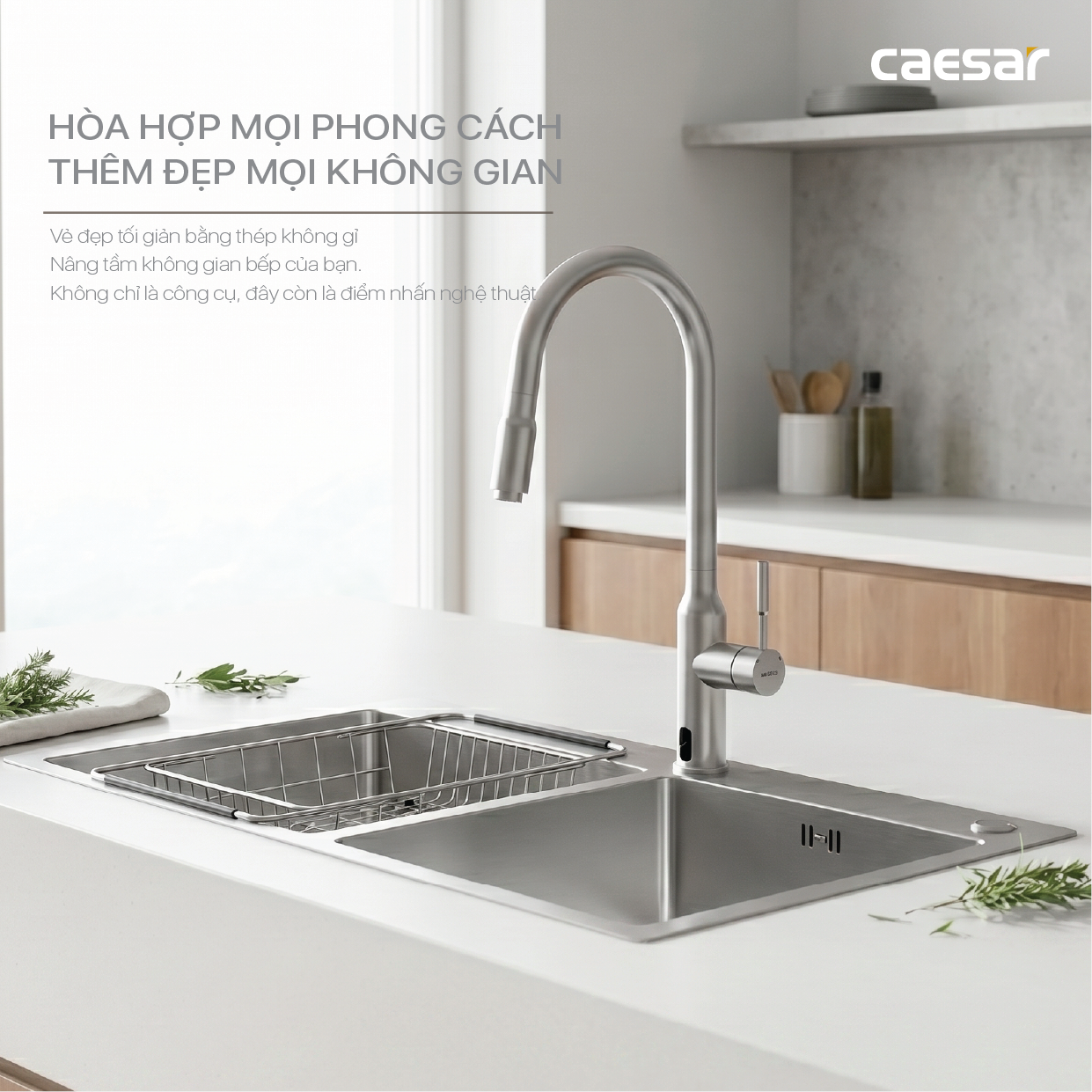 Chậu Rửa Chén Inox Caesar KSH02H100SX 2 Hộc 1000x500mm Lắp Nổi