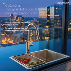 Chậu Rửa Chén Inox Caesar KSH11H060SX 1 Hộc 600x450mm Lắp Âm