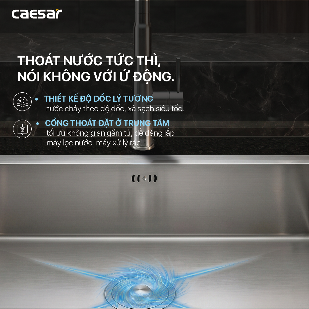 Chậu Rửa Chén Inox Caesar KSH11H060SX 1 Hộc 600x450mm Lắp Âm