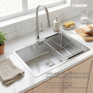 Chậu Rửa Chén Inox Caesar KSH11H060SX 1 Hộc 600x450mm Lắp Âm