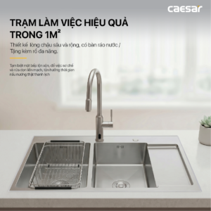 Chậu Rửa Chén Inox Caesar KSH22H100SX 2 Hộc 1000x480mm Lắp Nổi
