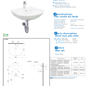 Bản vẽ kỹ thuật Chậu rửa mặt treo tường TOTO LT333C#XW