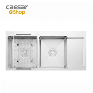Chậu Rửa Chén Inox Caesar KSH22H100SX 2 Hộc 1000x480mm Lắp Nổi