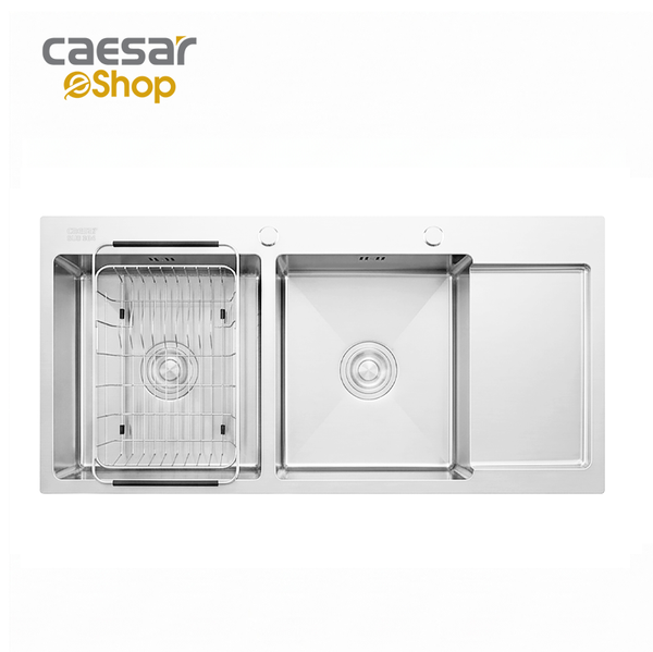 Chậu Rửa Chén Inox Caesar KSH22H100SX 2 Hộc 1000x480mm Lắp Nổi