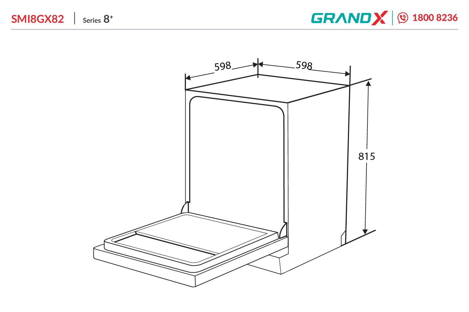 Máy rửa chén âm tủ GRANDX SMI8GX82