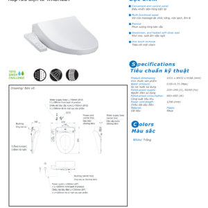 Bản vẽ kỹ thuật Nắp rửa điện tử TOTO WASHLET dòng S1 – TCF23661GAA#NW1