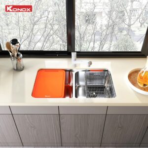 Chậu Rửa Bát Lắp Âm 2 Hố Cân R50 KONOX Tari 7846DU 780mm
