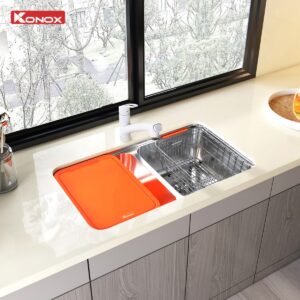 Chậu Rửa Bát Lắp Âm 2 Hố Cân R50 KONOX Tari 7846DU 780mm
