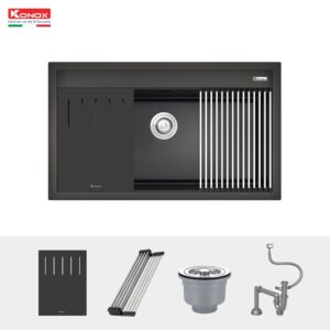 Chậu Rửa Bát Đá Granite Sink KONOX Terra 860S Black