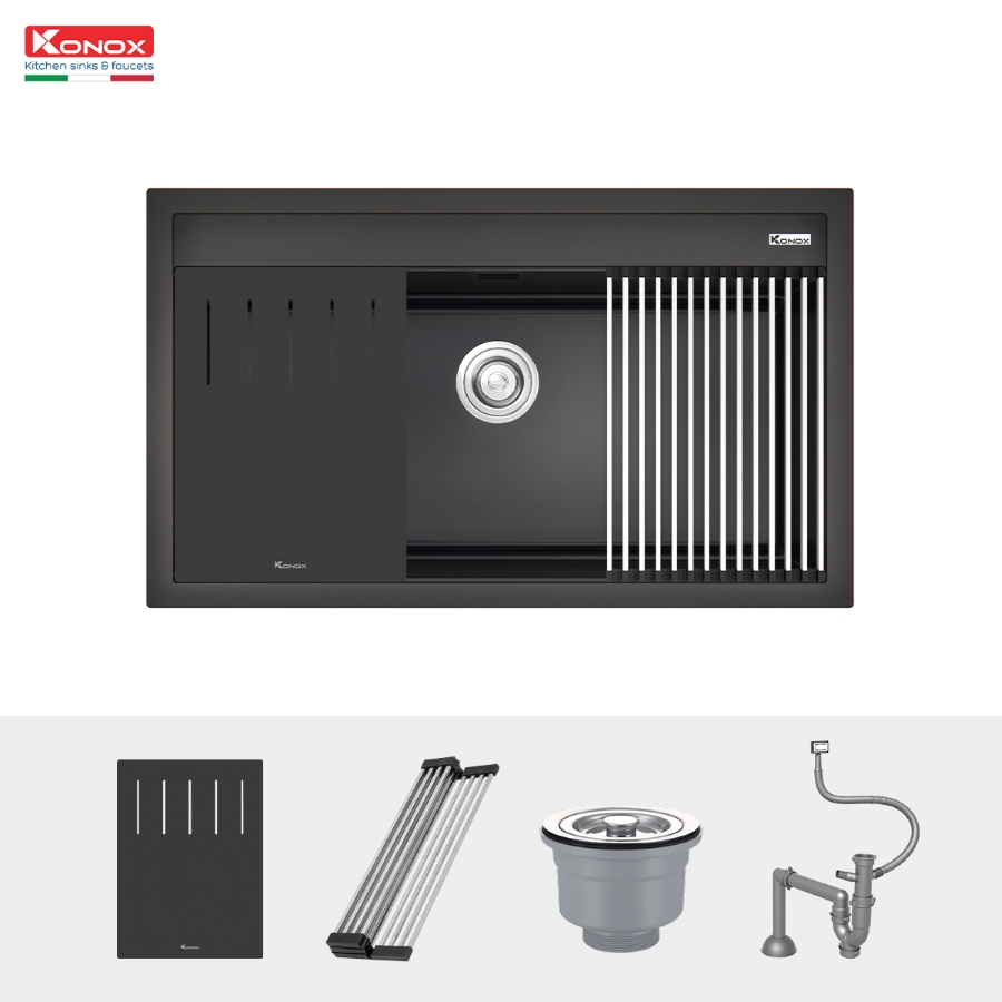 Chậu Rửa Bát Đá Granite Sink KONOX Terra 860S Black