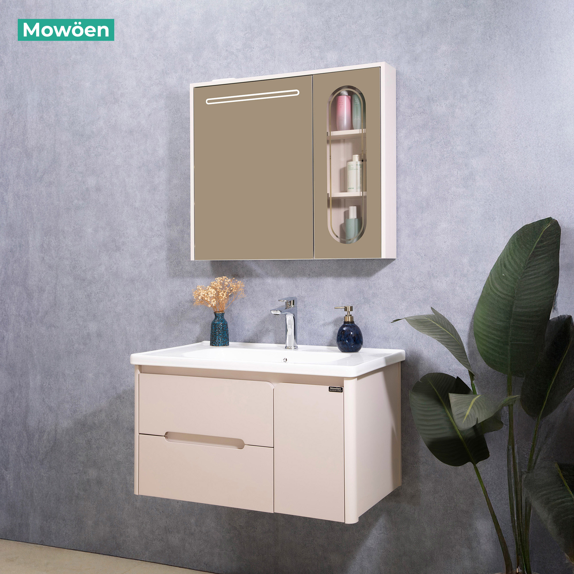 Tủ Lavabo Nhựa PVC Mowoen MW2711-80