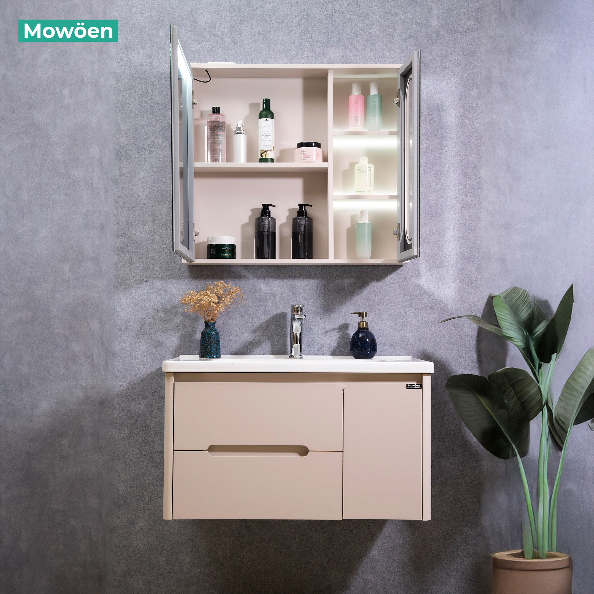 Tủ Lavabo Nhựa PVC Mowoen MW2711-80