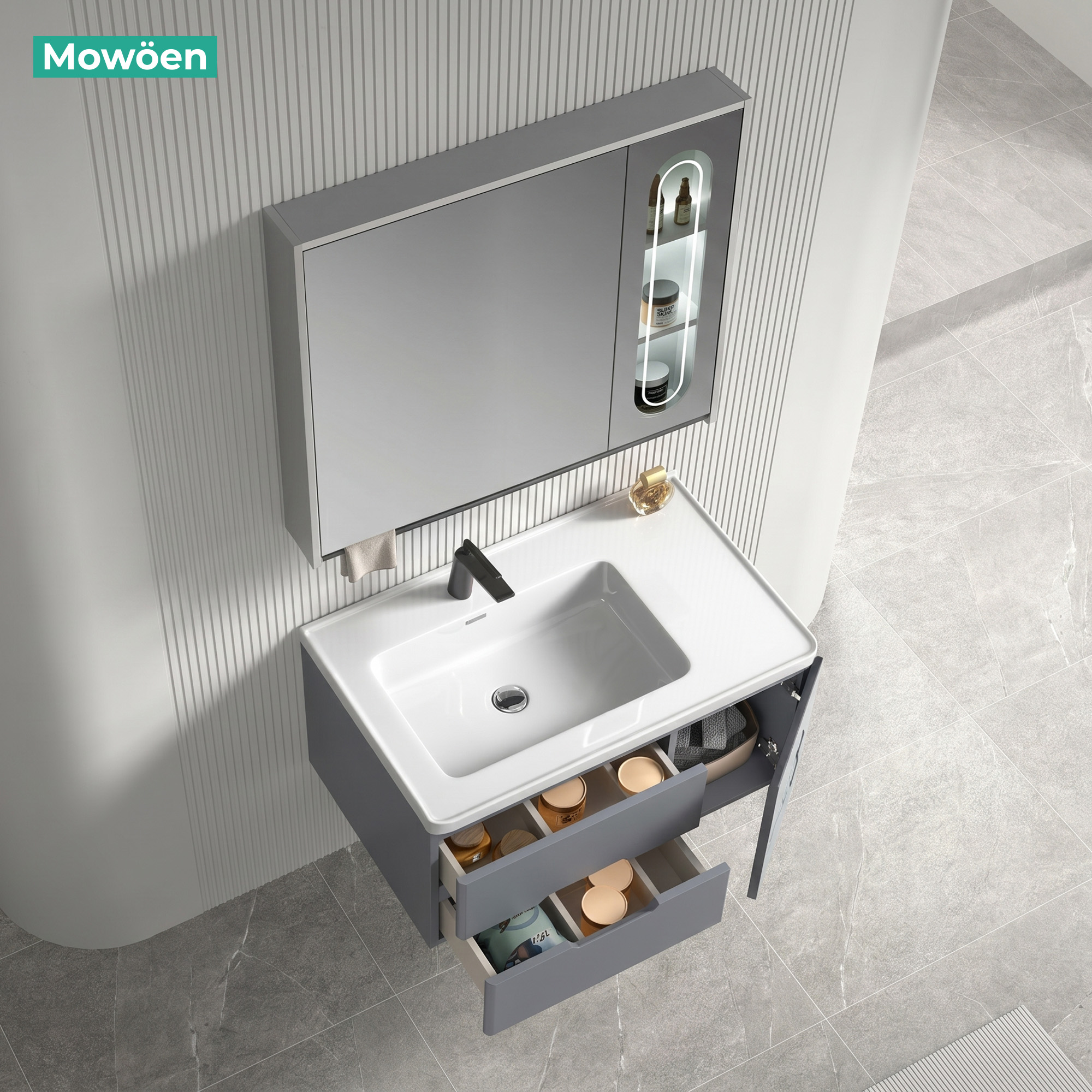Tủ Lavabo Nhựa PVC Mowoen MW2715-80