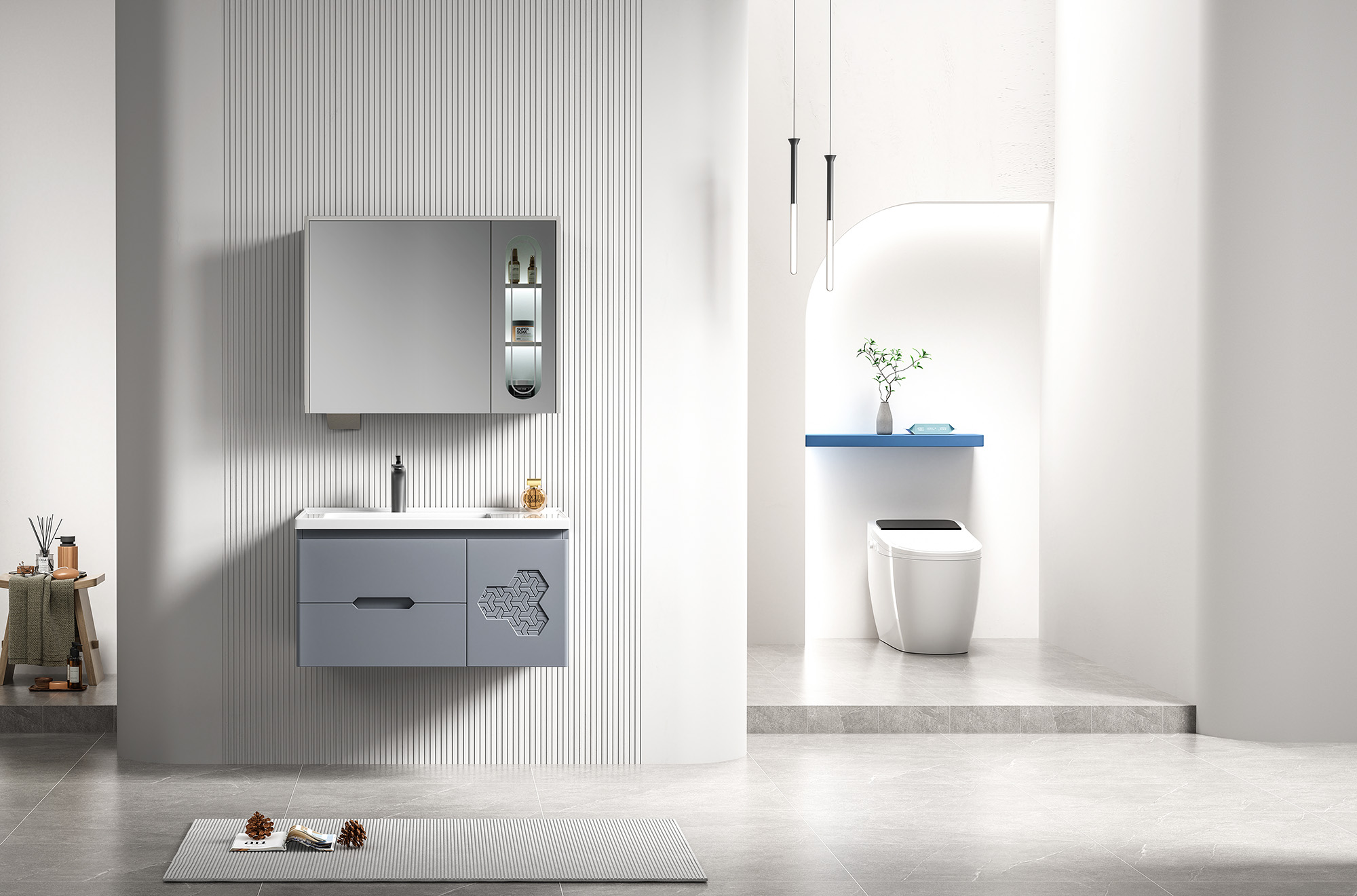 Tủ Lavabo Nhựa PVC Mowoen MW2715-80